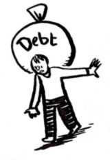 Person under weight of debt